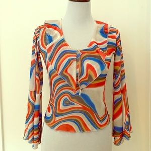 90s Mesh Rainbow Swirl Top